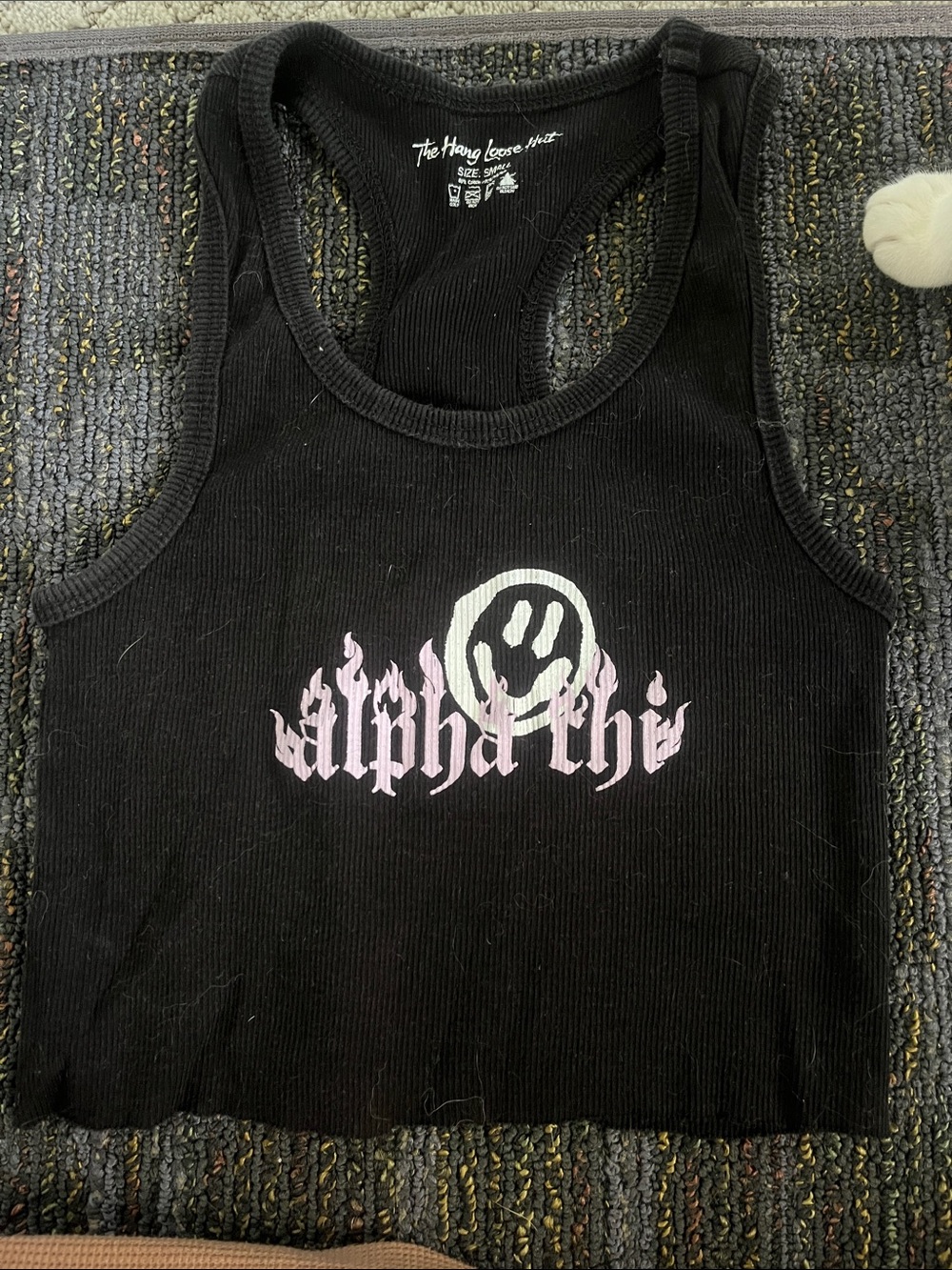 Alpha Chi Graphic Ribbed Racerback Tank with Pink Flame Logo
